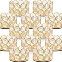 VINCIGANT Pack of 12 Gold Crystal Tea Light Candle Holders for Wedding Home Table Centerpiece Decoration, Valentine's Day Gifts (Candle Excluded)