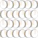 24 Set 6 Inch Tambourine for Adults Wooden Hand Held Drum with Metal Jingles, Gift Tags, White I Love You Printed Ribbon Percussion Gift Musical Instrument for Church Wedding Party Favor(black)