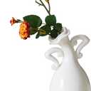Vase with Attitude, White Ceramic Small Neck Vases, Novel and Lovely Unique Shape Vase, 7inch Modern Home Decoration Vases, Can Be Used As A Decoration for Dining Table Bookcase and Desk (One Size)