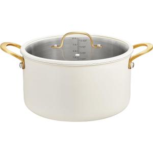 BEZIA 8 Quart Stainless Steel Stock Pot, Casserole with Lid, Large Cooking Pot, Soup Pot wiht Sturdy Handle, Compatible with Most Cooktops, Even Heat Distribution