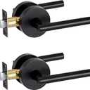 Lethato Matte Black Passage Door Handles, Closet Door Handles Black,Matte Black Dummy Closet Handle, Black Door Handle Passage for Closet/Hallway (2 Packs)