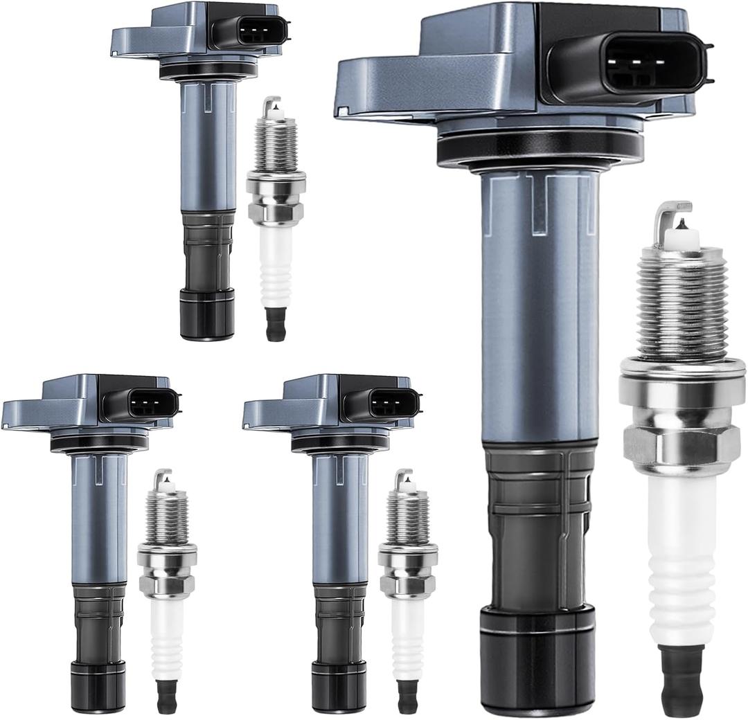 UF400 Ignition Coils Pack & 7100 Iridium Spark Plugs 1.7L Compatible with Honda Civic 2001 2002 2003 2004 2005 Acura EL 2001 2002 2003 2004 2005 Replaces 89057973 F561 5C1634 Set of 4