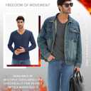 3 Pack Men's Thermal Shirts Big and Tall Fleece Lined Long Sleeve V Neck Base Layer Raglan Curved Hem Warm Tops (XXXL)