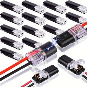 50pcs Double-Wire Plug-in Connector with Locking Buckle, Quick-Clip Fasteners Multi-Purpose Snap-On Blocks for Strip Lights DIY Crafting, Low-Voltage Decor & Model Kits