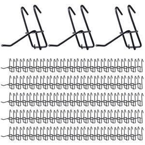 4 Inch Grid Wall Hooks, 100 Pcs Heavy Duty Gridwall Panel Hooks Store Garage Wall Mount Organizers Storage Grid Wall Display Hangers Gridwall Accessory for Retail, Craft Show, Home Setup (Black)