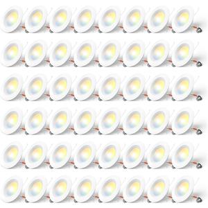 Amico 5/6 inch 5CCT LED Recessed Lighting 48 Pack, Dimmable, IC & Damp Rated, 12.5W=100W, 950LM Can Lights with Baffle Trim, 2700K/3000K/4000K/5000K/6000K Selectable, Retrofit Installation - ETL & FCC