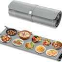Food Warming Mat Extra Large, Electric Warming Tray with 6 Temperature Settings and Hours Timer, Full Surface Heating Food Warmer Mat, Silicone Heating Tray for Gatherings Parties, Grey