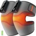 Cordless Knee Massager with Heat Vibration for Pain Relief, MAXwarm 4.0[2025 Upgraded] - Electric Heated Knee Brace with 5 Heat Levels and 3 Massage Mode, Gifts for Men Women (Grey, Pair)