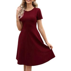 Women's Elegant Vintage Summer Casual Dresses 2026 Floral Print Work Party A-Line Dress with Pockets 262 (L)