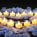 2 x Homemory Rose Petals and Candles Set for Romantic Decorations Special Night, 2000 Pcs Blue Rose Petals with 24 Pcs LED Heart Candles Lights for Proposal, Anniversary, Birthday, Wedding Decor