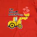 Tstars Kids Tractor and Digger Poppin Valentine's Day Shirt - Funny Heart Dab Long Sleeve Tee for Toddlers Boys and Girls (5/6T, Puff Digging / Red)