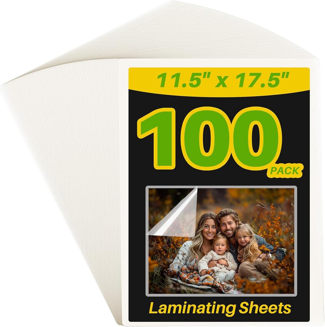 Calenzana 100 Pack Laminating Sheets 11.5x17.5 Inch, 3 Mil Clear Thermal Laminating Pouches Hold 11x17 inch Sheets, Lamination Sheet Paper for Business Card Photo and Sticker