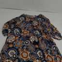 HOTOUCH Women Casual Beach Summer Dress Boho Tassel Tie Neck 3/4 Long Sleeve Short Floral Print Flowy Cover Up Sundresses, Dark Blue, XL