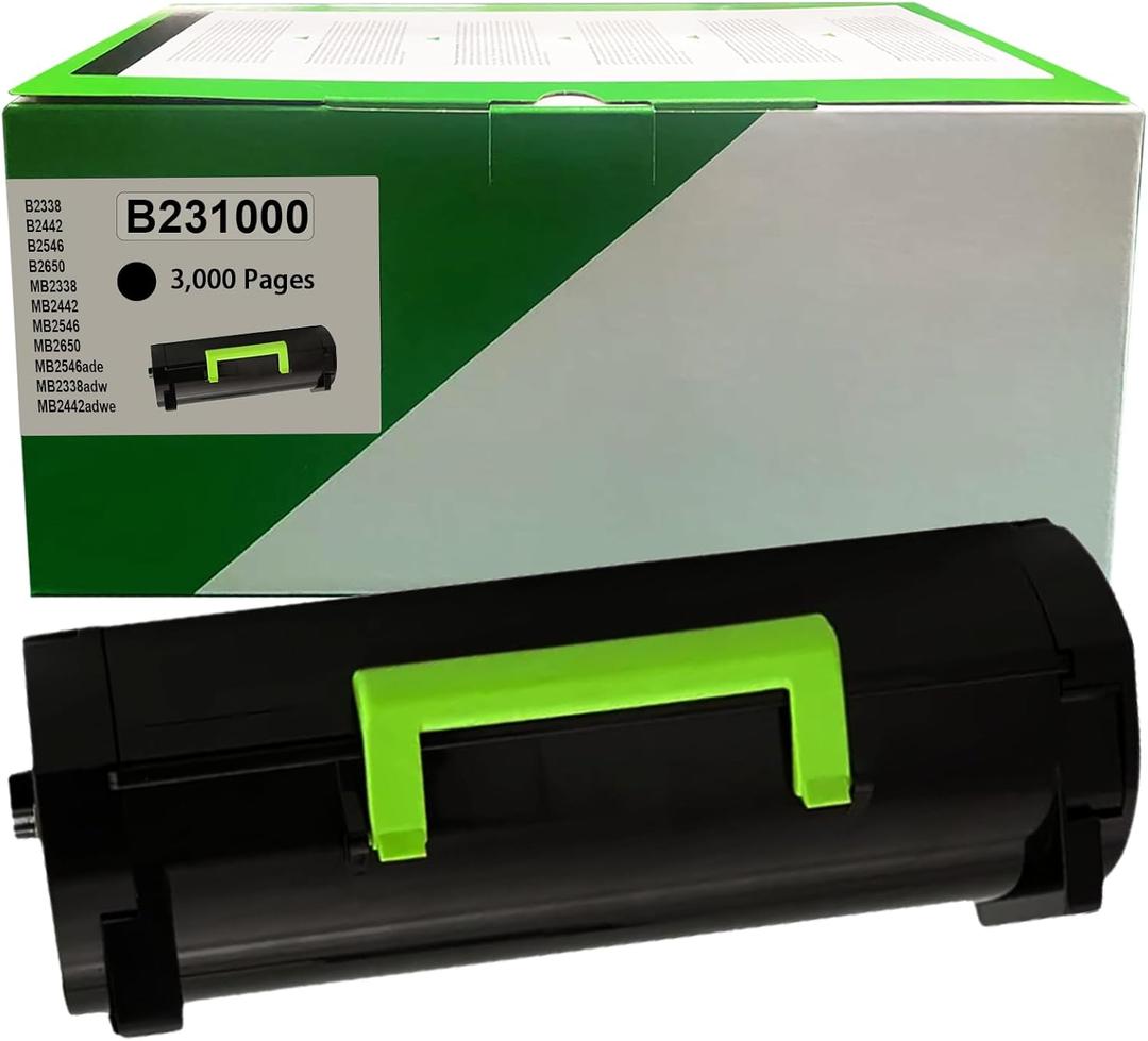 B231000 Black Toner Cartridge Replacement for LexmarkB2338 B2442 B2546 B2650 MB2338 MB2442 MB2546 MB2650 Printer (3,000 Pages)