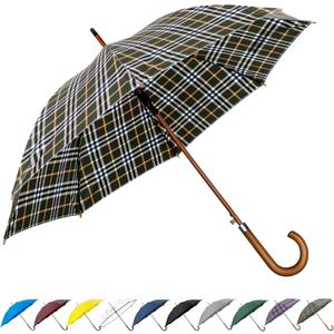 SoulRain 48" Large Umbrella Windproof Stick Umbrellas for Rain, Automatic Open, Vintage Cane big Umbrella with Classic Wooden Handle,Open for 2 Persons adult,for Women & Men(Green Yellow plaid)