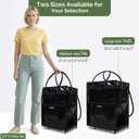 HOMESPON Large Black Rolling Shopping Bag with Wheels 142L Heavy-Duty Storage Organizer Waterproof & Zipper Closure Trolley Tote with 5 Handles for Travel,Camping,Grocery,Laundry and Daily Use