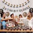 Martini Party Decoration Gold Brown Glitter A Tini Bit Older Banner Cake Topper Balloons, Martini Party Theme Banners Latex Balloons Cupcake Toppers for Children and Adults Birthday Party Decorations