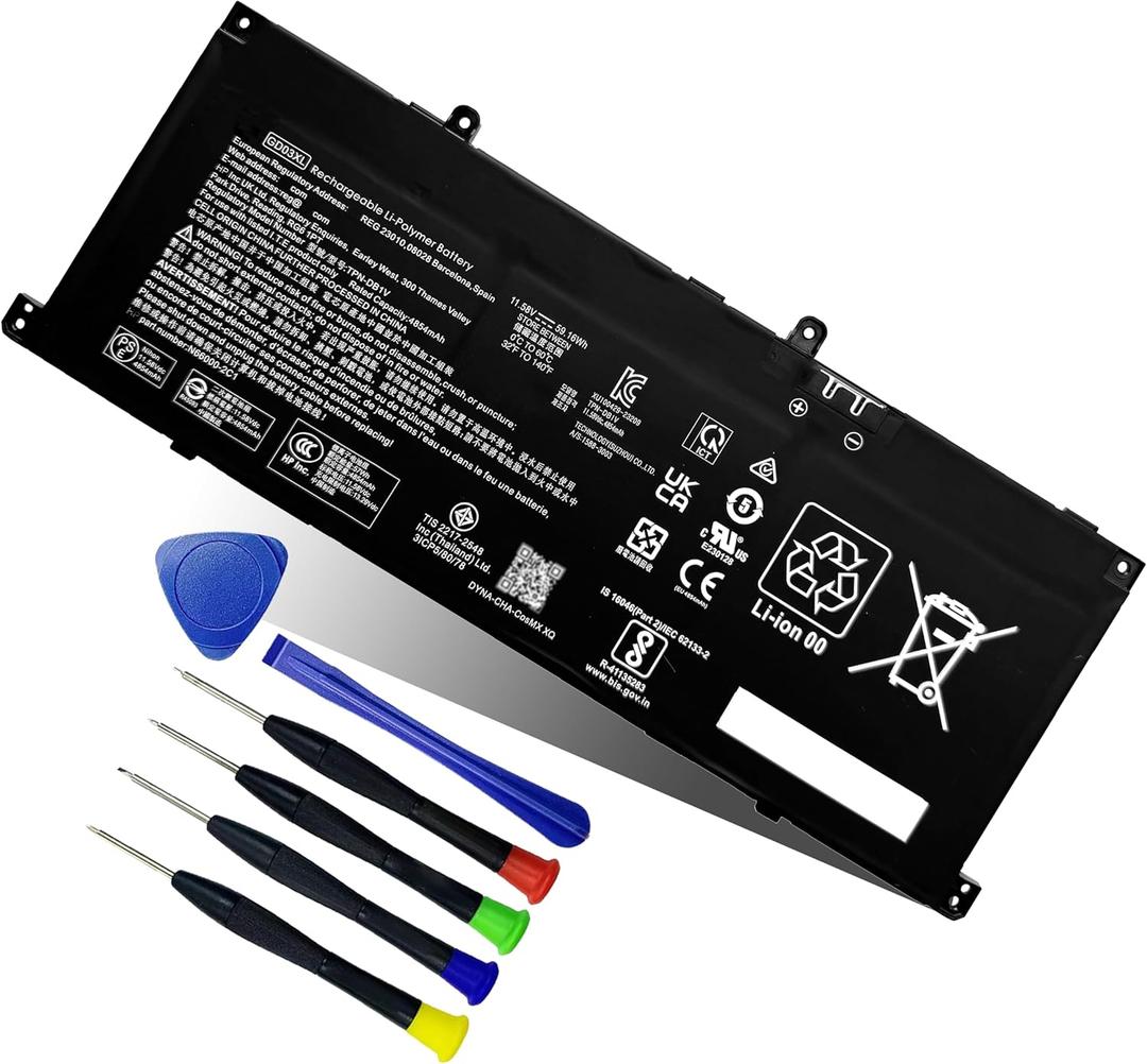 bossfulton 59.16Wh GD03XL N66215-005 Battery Replacement for HP Envy x360 14 2-in-1 14-fa0000/ EliteBook Ultra G1q/ OmniBook X 14 Series Notebook N66000-1E1 N66000-AC1-11.58V 4854mAh