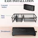 SNTD Dish Drying Rack for Kitchen Counter - Large Dish Rack with Drainboard, Rustproof Dish Drainer with Utensil Holder for Sink, Black