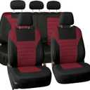 FH Group Automotive Car Seat Covers Full Set Premium 3D Air Mesh Front Seat Covers, Airbag Compatible & Split Bench Cover Universal Fit Interior Accessories for Cars Trucks and SUVs - Burgundy