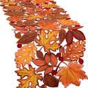 Simhomsen Embroidered Fall Leaves Table Runner for Thanksgiving, Autumn Harvest Decorations (14  68 inches)