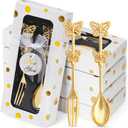 32 Pcs (16 Packs) Tea Party Favors - Perfect Souvenir for Wedding Bridal Baby Shower, 16 Teaspoons with 16 Forks Tea Party Return Gifts for Guests (butterfly-01)