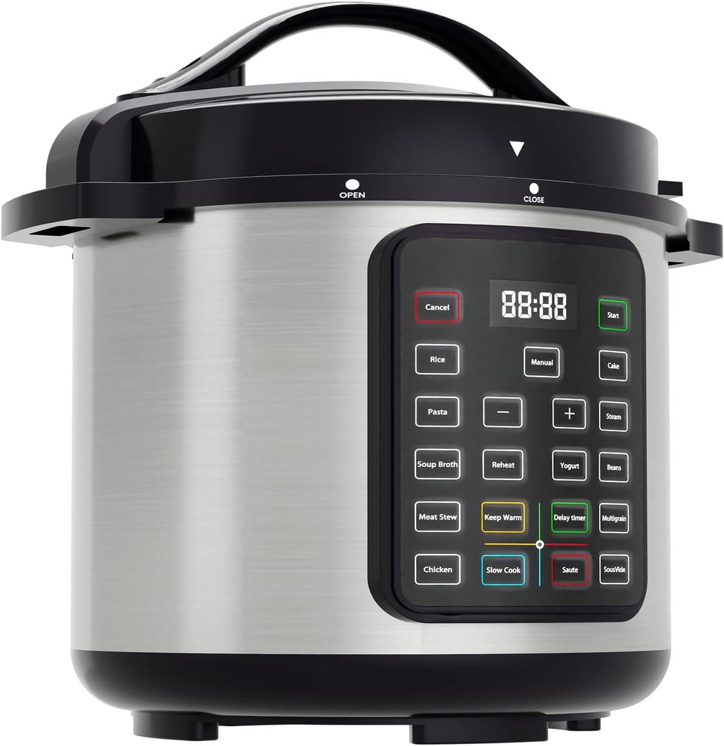DUMOS 16-in-1 Electric Pressure Cooker 8 QT Stainless Steel Multi Cooker Electric for Pressure, Rice, Steamer, Yogurt Maker, Slow Cook, Black
