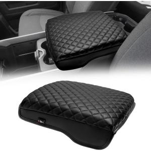 KBH Center Console Armrest Cover for Dodge Ram 1500 2500 3500 2019-2025, Floor Console Bucket Seat, Car Arm Rest Cushion Pad Protector, Vinyl Leather Trim, Anti-Scratch, Black