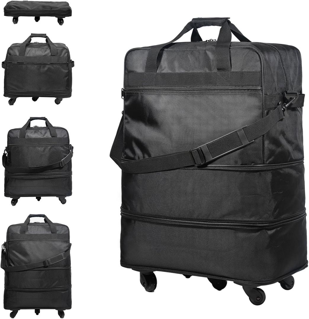 Suitcases with Wheels, Expandable Foldable Luggage Bag, Collapsible Rolling Travel Bag for Men Women, Lightweight Duffel Bag with Spinner Wheel