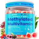 Methylated Multivitamin for Women & Men Gummies w/ Omega-3, Calcium, D3 K2, Methylfolate & B12, TMG, Daily Vitamins, Mag, CoQ10, Probiotic for 18 30 40 50 60 70+, Overall Health - Vegan, Sugar Free, BB Date: 06/2028
