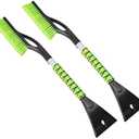 OUSHASAA 27" Snow Brush and Ice Scrapers for Car Windshield 2 Pack, Scratch-Free Bristle Head PVC Snow Brush & Foam Grip Window Snow Scraper Snow Removal Tool with Aluminum Body for Truck, SUV, Green