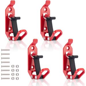 4Pcs Shovel Mount for Roof Rack Red, Heavy Duty Shovel Holder for Truck, Metal Rubber Clamps, Wall Mounting Brackets, Quick Release Axe Holder Mount Kit Car Accessories/Truck