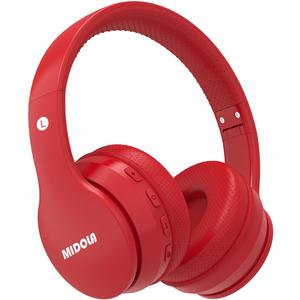MIDOLA Kids Headphones Bluetooth 5.3 Wireless 60H Play Time Volume Limit 85/110dB Over Ear Foldable Protection Headset/Wired AUX Cord Mic for Children Boy Girl Travel School Phone Pad Tablet Red