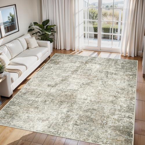 6x4 Area Rugs for Living Room Rug Washable: Abstract Rug for Dining Room Bedroom Carpet Non Slip 6 by 9 Indoor Modern Nursery Home Office Beige Brown