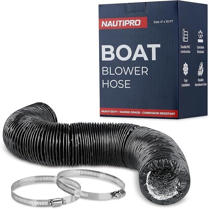 Boat Blower Hose 4 Inch – Marine Exhaust Hose – Flexible Air Vent Hose for Engine Compartment, RV, Jet Ski – Black
