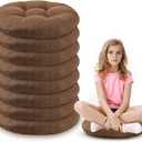 Fumete 8 Pcs 16 Inch Round Floor Cushions for Kids and Toddlers, Flexible Seating Classroom Furniture Floor Pillow for Home, Daycare, Preschool, Yoga and Meditation (Brown)