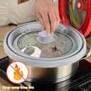 Microwave Splatter Cover Glass Cover Guard Lid with Collapsible Silicone for Food Pot Plate Cover 11.8 inch Light Grey