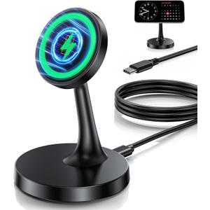 Magnetic Wireless Charger iPhone Stand 15W Fast Mag-Safe Charger for iPhone 17/17 Pro/17 Air/17 Pro Max 16/15/14/13/12 Series Apple Magnet Wireless Charging Station/Pad for AirPods (Black)