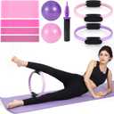 Pilates Ring Circle and Pilates Ball Set, 12 Inch&14Inch Magic Circle Pilates Ring,9 Inch Small Exercise Ball,Resistance Bands Set, Home Pilates Equipment for Women