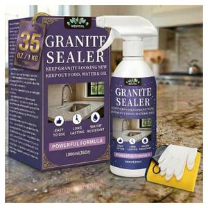 Granite Sealer & Protector Spray - 35 Oz Marble Sealer for Quartz, Quartzite, Stone, Granite Countertops - Prevents Water Spots & Oil Stains - Non-Toxic Stone Care for Kitchen, Bath & Shower