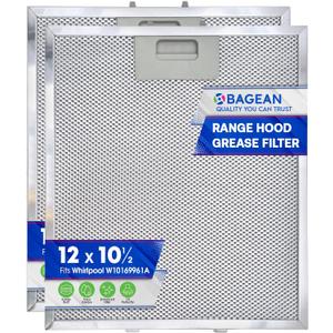 Bagean Range Hood Filter Replacement 12" x 10.5" W10169961A Compatible with Whirlpool Stove Hood Vent Filter - Aluminum Screen for Kitchen Overhead Exhaust Fan Blocks Grease & Filters Oven Air (2-Pk)