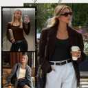 Riyiper 3 Pack Women's Thermal Long Sleeve Shirts, Fleece Scoop Neck Fitted Top Stretchy Thumb Holes Undershirt Baselayer Tee (Medium, Black, Cream, Dark Brown)