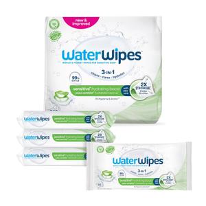 WaterWipes Sensitive+ Hydrating Boost Wipes, 3-In-1 Cleans, Cares, Hydrates, 99% Water with Aloe Vera, Unscented & Hypoallergenic Baby Wipes, 360 Count (6 Packs)