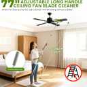 Ceiling Fan Cleaner Duster with 77" Extension Pole, 4-in-1 Reusable Microfiber & Chenille Fan Blade Cleaner, Bendable Fan Duster for Ceiling Fan Blade Blinds Baseboard Cobweb