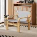 Mid-Century Accent Chair with Wide Armrest & Solid Wood Frame, Detachable and Washable Armchair, Modern Living Room Reading Chairs for Bedroom Sunroom Bedroom Balcony,White (Light Grey)