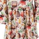 Girls Long Sleeve Ruffled Dresses for Toddlers and Kids (12 Months, Fall Football)