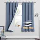 RYB HOME Soundproof & Dust Particle Filtering Curtains 100% Blackout Thermal Insulated Window Treatment Air Filter Drapes for Bedroom Living Room Kids Nursery, Stone Blue, W52 x L63 inch, 2 Panels
