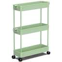 SPACEKEEPER Slim Rolling Storage Cart, 3 Tier Bathroom Organizer Utility Cart Laundry Room Organization Mobile Shelving Unit for Kitchen, Bathroom, Office, Bedroom, Narrow Places, Green