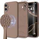 for iPhone 16 Silicone Case Soft Protective Shockproof Magnetic Case Compatible MagSafe iPhone 16 6.1" Silicones Phone Case Black (Light Brown)