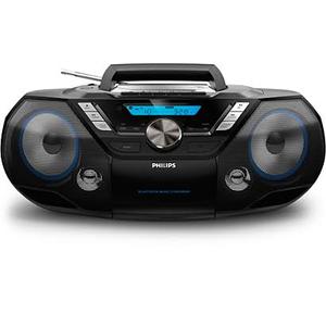 Philips Portable CD Player Boombox Bluetooth with Cassette Player All in one Powerful Stereo Boom Box CD Player for Home Mega Bass Reflex Speakers, Radio/USB/MP3/AUX Input with Backlight LCD Display